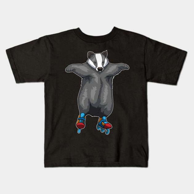 Badger Inline skating Roller skates Kids T-Shirt by Markus Schnabel